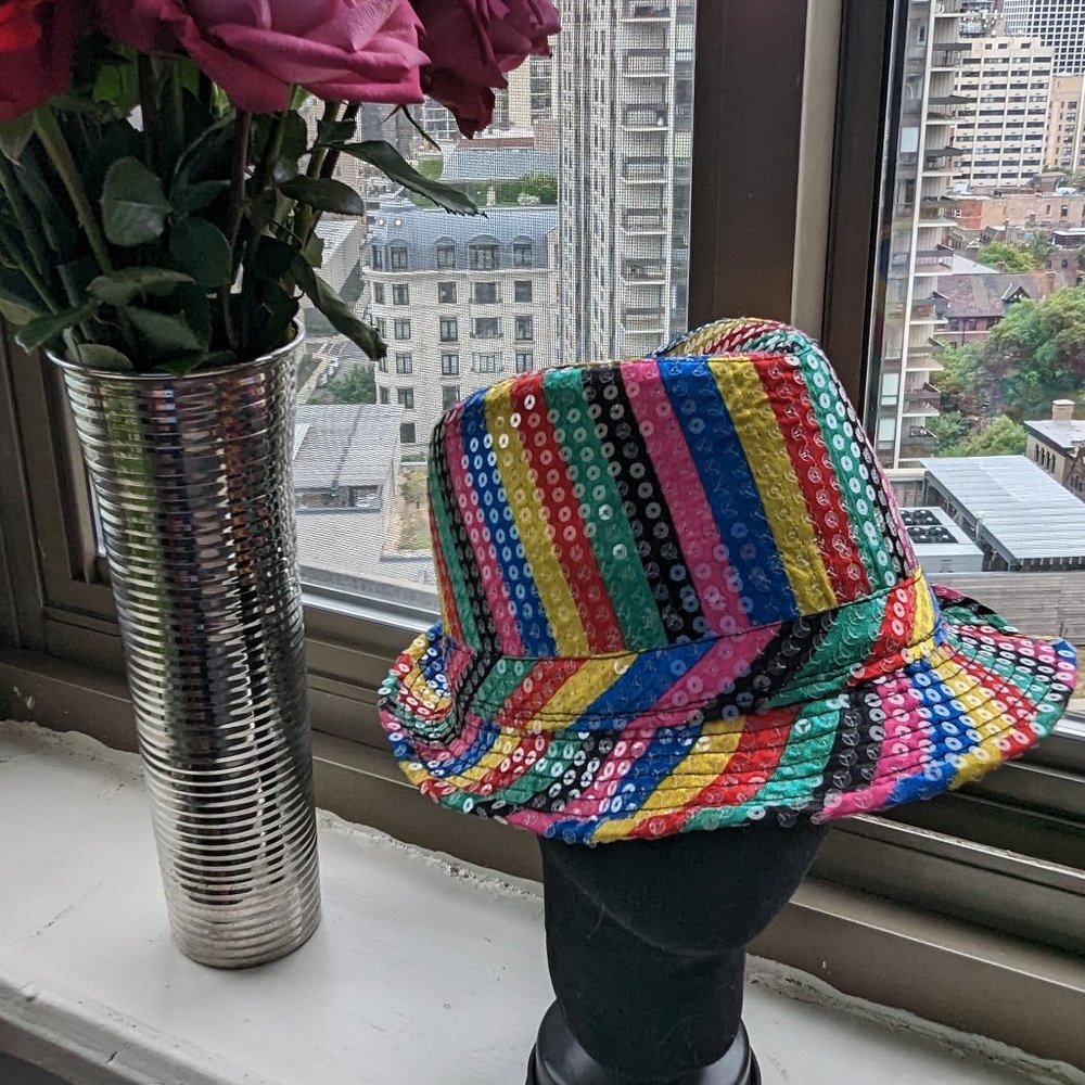 WestEnd Sequined Rainbow Fedora NWT